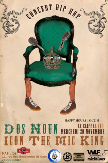 mardi 20 novembre 2007 les emcees rappers dos noun et icon the mic king au clipper a rouen pour un concert hip hop
