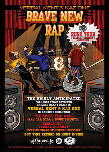 mars 2009 le rapper emcee verbal kent en tournee en france brave new rap tour pour des concerts hip hop