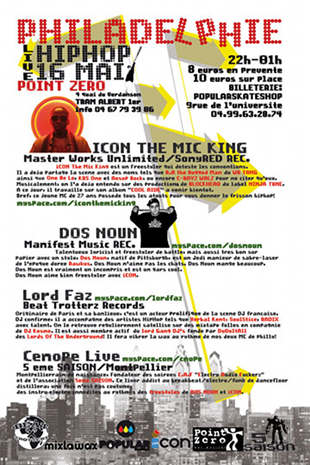 samedi 16 mai 2009 dos noun icon the mic king a montpellier au point zero pour un concert hip hop organise par saison 5
