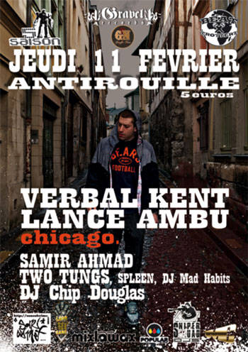 fevrier 2010 les mcs rappers verbal kent et lance ambu et leur dj de tour lord faz seront en europe pour une tournee  hip hop