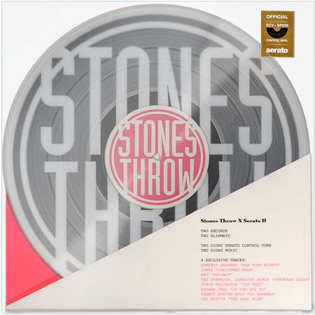 Serato teamed up with Stones Throw once again for a limited edition collaborative Serato Pressing. This release contains two clear records with the Serato Control Tone on one side and exclusive tracks from Stones Throw artists on the flip, along with two slipmats