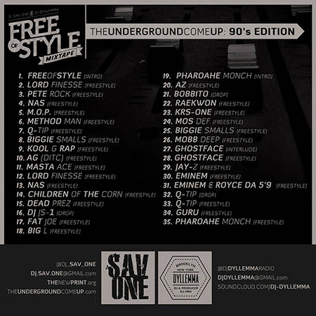 dj sav one and dj dyllemma freeofstyle mixtape back cover